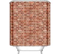 Latwerio 3D Rideau de Douche Mur de Brique Rouge Rideaux de Douche Mur de Brique Rouge Imperméable Anti Moisissure Rideau Salle de Bain pour Baignoire Rideau Douche 180 x 200 cm, 12 Crochets