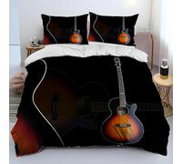 Latwerio Housse de Couette 220x240 Guitare Rock Parure de Lit Imprimée Microfibre, Guitare Rock Sets de Housses de Couettes 3D 2 Personnes avec 2 taies d'oreiller 65x65 cm qq6818