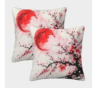 Latwerio Housse de Coussin 40x40 cm Japon Lot de 2 Housse Coussin Fleurs de Cerisier 3D Impression Taie d'oreiller Décoratif pour Chambre, Canapé, Chaise, Lit, Taie Oreiller Doux Lavable C1037