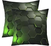 Latwerio Housse de Coussin 40x80 cm Vert Lot de 4 Housse Coussin Géométrie 3D Impression Taie d'oreiller Décoratif pour Chambre, Canapé, Chaise, Lit, Taie Oreiller Doux Lavable E2497