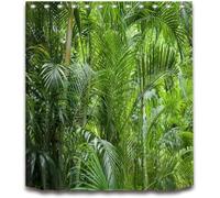 Latwerio Rideau Douche Forêt 240x200 cm Rideau de Douche Anti Moisissure Plantes Tropicales Rideaux Baignoire Lavable en Machine Shower Curtain pour Salle de Bain avec 12 Crochets U189