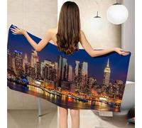 Latwerio Serviette de Plage 80 x 160 New York, 3D Serviette de Bain New York, Microfibre Serviette Plage Adultes Enfants, Drap de Plage Anti Sable Séchage Rapide pour Natation Voyage A369