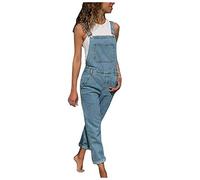 Latzhose Damen Boyfriend Denim Overall Breites Bein Hose Jumpsuit Arbeitshose Sommer Lose Overalls Jumpsuits Ärmelloser Latzhosen Mit Taschen Ärmellos Baggy Sommerhose Strampler Loose Hose S-Xxl