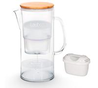 Lauben Carafe filtrante en verre 32 GW - Volume total : 3,2 l - Verre borosilicate - Cartouche de filtre à eau incluse - Couvercle antibactérien en bambou - Pas d'arrière-goût de plastique
