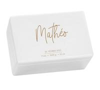 LAUBLUST Boîte à souvenir bébé - Sarre - Cadeau naissance personnalisable | Taille M, env. 30x20x14cm, Blanc - Boîte décorative en bois avec couvercle, FSC®