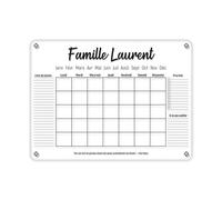 LAUBLUST Calendrier mural personnalisé en verre acrylique - Format A2, A3, A4 | Planificateur familial avec nom de famille & texte - Planificateur hebdomadaire & mensuel | Calendrier annuel effaçable