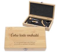 LAUBLUST Ensemble d’ouvre-Bouteille personnalisé - Coffret Cadeau 5 pièces d’Accessoires pour Le vin | Coffret Sommelier en Bois - Texte souhaité | Cadeau pour Hommes avec Tire-Bouchon & thermomètre