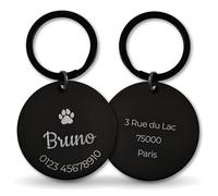 LAUBLUST Médaille pour chien personnalisée avec gravure pour collier - Noir, tailles S, M, L | Cadeau personnalisé avec nom pour chiens et leurs maîtres - Accessoire pour chien | Boîte cadeau incl.