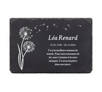 LAUBLUST Plaque funéraire personnalisée avec nom & photo comme ornement de tombe | Plaque en ardoise gravée & plaque сommémorative - 3 tailles | Belle pierre tombale avec texte (Motif Pissenlit)