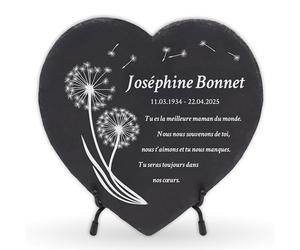 LAUBLUST Plaque funéraire personnalisée comme décoration funéraire | Plaque en ardoise gravée comme pierre tombale décorative - Pissenlit, trois tailles | Plaque сommémorative avec nom et texte