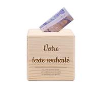 LAUBLUST Tirelire personnalisée avec Texte souhaité | Cagnotte avec Objectif - Cadeaux personnalisés pour Amis, Famille, collègues | Tirelire comme Cadeau d'argent - Boîte à économies en Bois