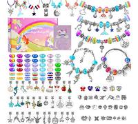 LauCentral Cadeau Fille 5-12 Ans, Kit de Fabrication de Bracelets, Kits de Bijoux et Perles pour Enfants, DIY Charms Bracelet, Jouet Fille, Cadeau de Noël, Anniversaire (164 Pièce)