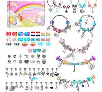 LauCentral Cadeau Fille 5-13 Ans, Kit de Fabrication de Bracelets, Kits de Bijoux et Perles pour Enfants, DIY Charms Bracelet, Jouet Fille, Cadeau de Noël, Anniversaire