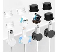 LauCentral Lot de 12 Clips de Support de câble à Ressort rotatifs à 360 °, Gestion des Cordons adhésifs sans résidus, Organisateur de Fils pour Chargement USB/HDMI/téléphone, Bureau/Voiture, Mur