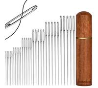 LauCentral Lot de 30 aiguilles à coudre à la main à grand chas, 6 tailles pointues en acier inoxydable, auto-filetées et antirouille pour loisirs créatifs