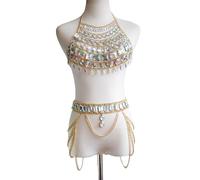 LAUDLY Chaîne en acrylique pour femme - Chaîne de ceinture pour soutien-gorge, harnais - Goutte d'eau, as the pic show, Alliage + acrylique