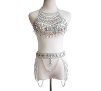LAUDLY Chaîne en acrylique pour femme - Chaîne de ceinture pour soutien-gorge, harnais - Goutte d'eau, as the pic show, Alliage + acrylique