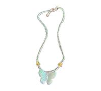 LAUDLY Collier avec pendentif papillon - Collier de tempérament - Collier ras du cou - Collier de perles colorées, as the pic show, Résine + perles de riz