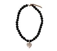 LAUDLY Collier ras du cou élégant avec pendentif en forme de cœur en pierre naturelle, as the pic show, Pierre naturelle