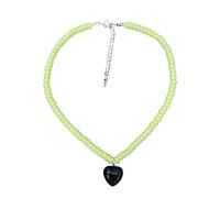 LAUDLY Collier ras du cou élégant avec pendentif en forme de cœur en pierre naturelle, as the pic show, Pierre naturelle