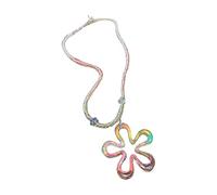 LAUDLY Collier tendance avec fleurs creuses colorées à cinq feuilles pour femme, chaîne réglable et légère, as the pic show, Résine