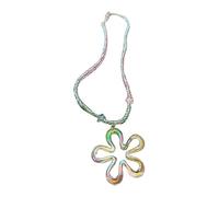 LAUDLY Collier tendance avec fleurs creuses colorées à cinq feuilles pour femme, chaîne réglable et légère, as the pic show, Résine