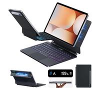 LAUDTEC Étui clavier magique pour Samsung Galaxy Tab S11/S9 11", S10Lite/S10FE/S9FE5G 11" - Écran d'alimentation LED et pavé tactile rétroéclairé 7 couleurs avec porte-stylo S