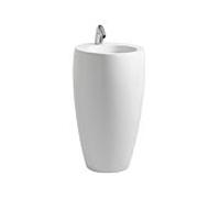 Laufen Alessi one Lavabo avec colonne intÃ©grÃ©e, sans trou pour robinet, sans trop-plein, 530x530, blanc LCC - H8119724001091