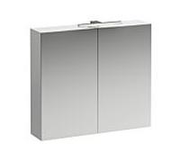 Laufen Armoire de toilette courante Base 800 mm, 2 portes, Ã©lÃ©ment lumineux LED, Coloris: Neige (blanc mat) - H4028021102601