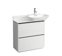 LAUFEN Base pour meuble sous-lavabo Ino, 2 tiroirs, poignée en aluminium noir, pour WT 81330 1/2, H4030041102611, Couleur: Blanc brillant