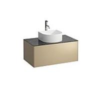LAUFEN Caisson à tiroirs / buffet H4054150341401 77,5x34x45,5cm, découpe au milieu, avec trou pour robinet, or / Nero Marquina