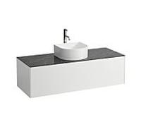 Tiroir Sonar en cours d'utilisation, 1 tiroir, adapté aux cuvettes des lavabos 812340, 812341, 812342, 812343, découpe au milieu pour le lavabo et le robinet, H4054250341431, Couleur: blanc mat/ nero 