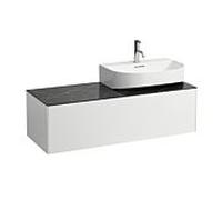 LAUFEN Caisson à tiroirs / buffet H4054530341431 117,5x34x45,5cm, découpe à droite, blanc mat / Nero Marquina