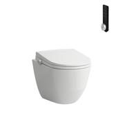 LAUFEN Cleanet Pro Comfort WC suspendu, WC douche à poser avec télécommande, sans rebord, à fond creux 4,5/3 l., 370x530mm, H601890000S002