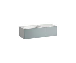 LAUFEN FOLIO Plan de toilette, rectangulaire, 2 tiroirs, 1 trou pour robinetterie, sans trop-plein, 1254x500x350mm, H580FO75211111, Couleur: Gris fossile, laque satinée