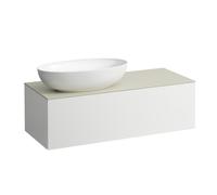 LAUFEN Il Bagno Alessi Élément à tiroirs, 1 trou pour robinet, plaque de pierre Calce Avorio, découpe à gauche, 120x50x37cm, pour vasque de toilette H81897 7, H4313100979901, Couleur: Specialcolor