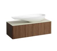 LAUFEN Il Bagno Alessi Élément à tiroirs, 1 trou pour robinet, plaque de pierre Calce Avorio, découpe à droite, 120x50x37cm, pour vasque de toilette H81897 4, H4313250976301, Couleur: Noce Canaletto