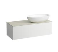 LAUFEN Il Bagno Alessi Élément à tiroirs, 1 trou pour robinet, plaque de pierre Calce Avorio, découpe à droite, 120x50x37cm, pour vasque de toilette H81897 7, H4313190979991, Couleur: multicolore
