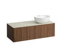 LAUFEN Il Bagno Alessi Élément à tiroirs, 1 trou pour robinet, plaque de pierre Calce Avorio, découpe à droite, 120x50x37cm, pour vasque de toilette H81897 5, H4313170976301, Couleur: Noce Canaletto