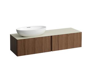 LAUFEN Il Bagno Alessi Élément à tiroirs, 1 trou pour robinet, plaque de pierre Calce Avorio, découpe à gauche, 160x50x37cm, pour vasque de toilette H81897 5, H4313550976301, Couleur: Noce Canaletto