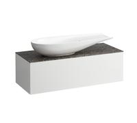 LAUFEN Il Bagno Alessi Élément à tiroirs, 1 trou pour robinet, plaque de pierre Marrone Naturale, découpe à gauche, 120x50x37cm, pour vasque de toilette H81897 4, H4323240972601, Couleur: Blanc mat