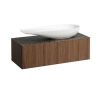 LAUFEN Il Bagno Alessi Élément à tiroirs, 1 trou pour robinet, plaque de pierre Marrone Naturale, découpe à droite, 120x50x37cm, pour vasque de toilette H81897 4, H4323250976301, Couleur: Noce Canalet