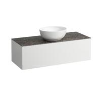 LAUFEN Il Bagno Alessi Élément à tiroirs, 1 trou pour robinet, plaque de pierre Marrone Naturale, découpe au centre, 120x50x37cm, 1 tiroir, H4323150979991, Couleur: multicolore