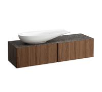 LAUFEN Il Bagno Alessi Élément à tiroirs, 1 trou pour robinet, plaque de pierre Marrone Naturale, découpe à gauche, 160x50x37cm, pour vasque de toilette H81897 4, H4323440976301, Couleur: Noce Canalet