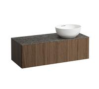 LAUFEN Il Bagno Alessi Élément à tiroirs, 1 trou pour robinet, plaque de pierre Marrone Naturale, découpe à droite, 120x50x37cm, pour vasque de toilette H81897 5, H4323170976301, Couleur: Noce Canalet