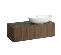 LAUFEN Il Bagno Alessi Élément à tiroirs, 1 trou pour robinet, plaque de pierre Marrone Naturale, découpe à droite, 120x50x37cm, pour vasque de toilette H81897 7, H4323190976301, Couleur: Noce Canalet