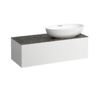 LAUFEN Il Bagno Alessi Élément à tiroirs, 1 trou pour robinet, plaque de pierre Marrone Naturale, découpe à droite, 120x50x37cm, pour vasque de toilette H81897 7, H4323190972601, Couleur: Blanc mat