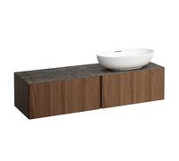 LAUFEN Il Bagno Alessi Élément à tiroirs, 1 trou pour robinet, plaque de pierre Marrone Naturale, découpe à droite, 160x50x37cm, pour vasque de toilette H81897 5, H4323560976301, Couleur: Noce Canalet