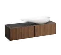 LAUFEN Il Bagno Alessi Élément à tiroirs, 1 trou pour robinet, plaque de pierre Marrone Naturale, découpe à droite, 160x50x37cm, pour vasque de toilette H81897 4, H4323450976301, Couleur: Noce Canalet
