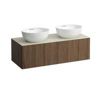 LAUFEN Il Bagno Alessi Élément à tiroirs, 1 trou pour robinet, plateau en pierre Calce Avorio, découpe à droite/à gauche, 120x50x37cm, 1 tiroir, H4313180976301, Couleur: Noce Canaletto